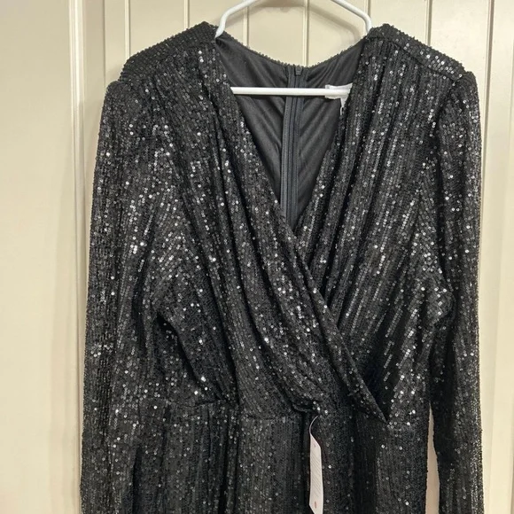 Beaded Faux Wrap Dress - Picture 1 of 5